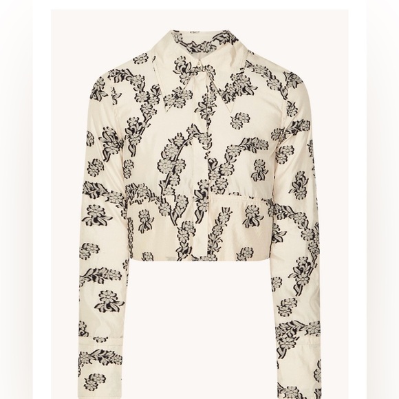 Day Birger Et Mikkelsen Tops - Day Birger et Mikkelsen white Floral Print Long Sleeve cropped blouse NWT